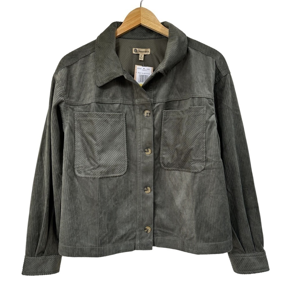 Democracy Gray Super Soft Gray Ribbed Shirt Jacket, Medium